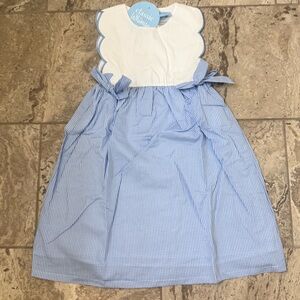 NWT Size 8 Classic Whimsy Light Blue Ginghams Scalloped Bib Dress